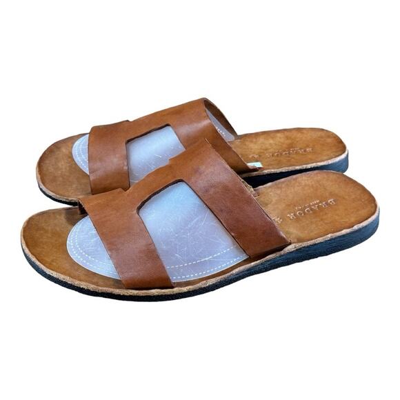 Brador Sandals Men Brown Genuine Leather Slip on Shoes Italy Size 8.5-9|… - Picture 1 of 7